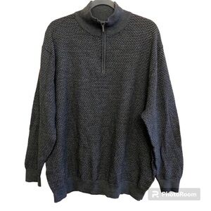Claiborne Men’s Merino Wool Blend Quarter Zip Textured Sweater Plus Size 2XL